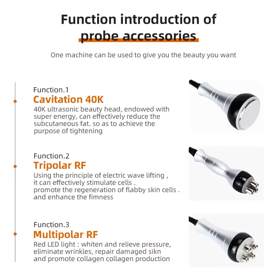 3 In 1 40K Cavitation Body Slimming Machine Facial Massager Skin Tighten Face Lifting Vacuum Suction wrinkle removal